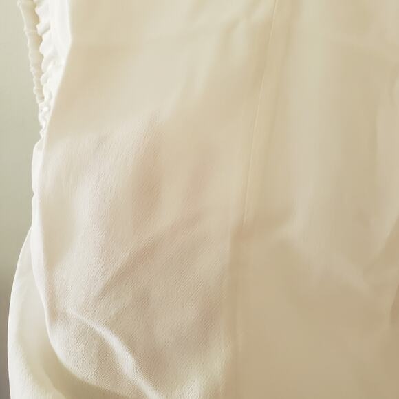 ZARA Ruched Sleeve Blouse White Viscose Size Medium - Picture 10 of 11